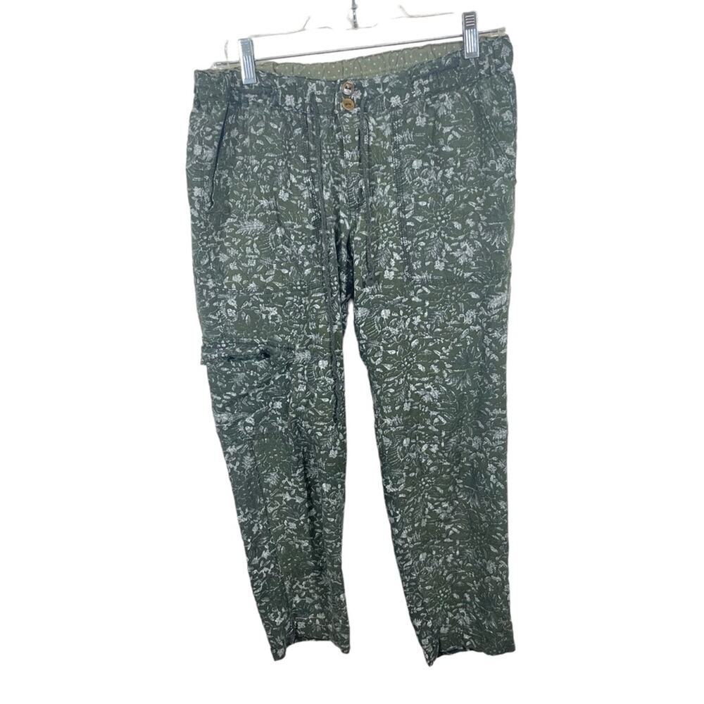 Anthropologie Hei Hei Fernwood Drape Cargo Pants green floral women’s size 4